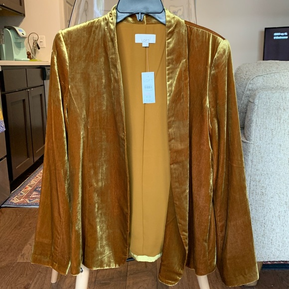 Coats | Loft Gold Velvet Jacket | Poshmark